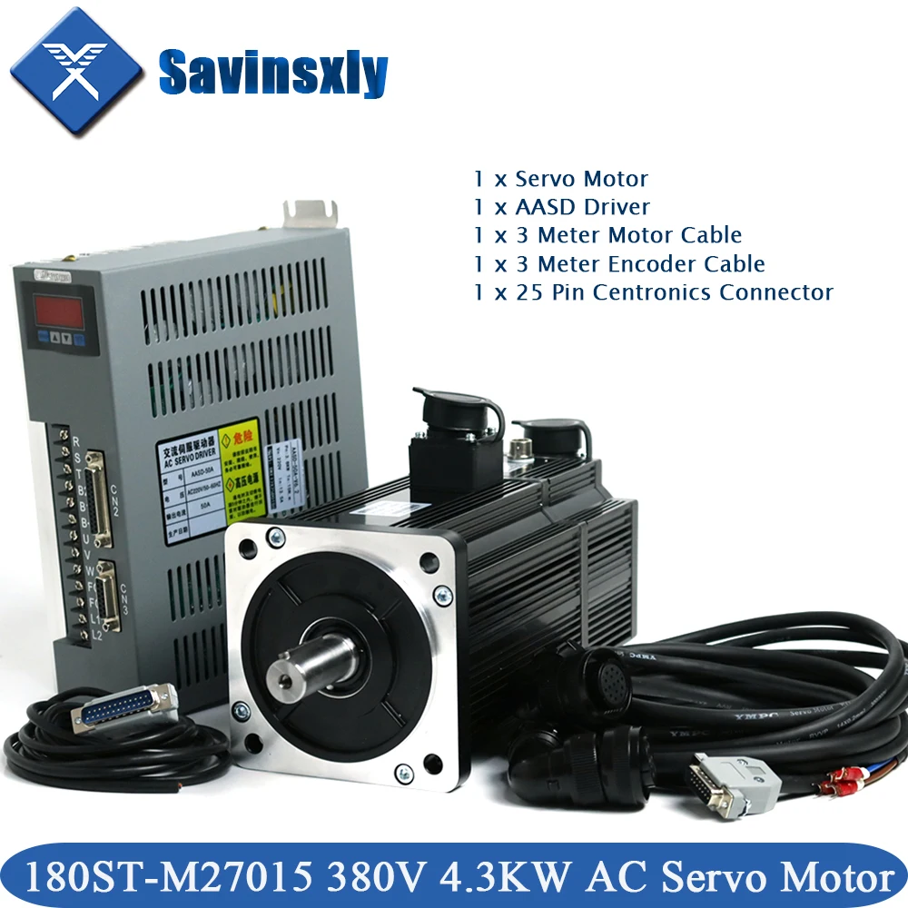 4.3KW 380V Servo Motor CNC Kits 180ST-M27015 27N.M AC Servo Motor Driver Matched Servo Driver for Lathe Machine.