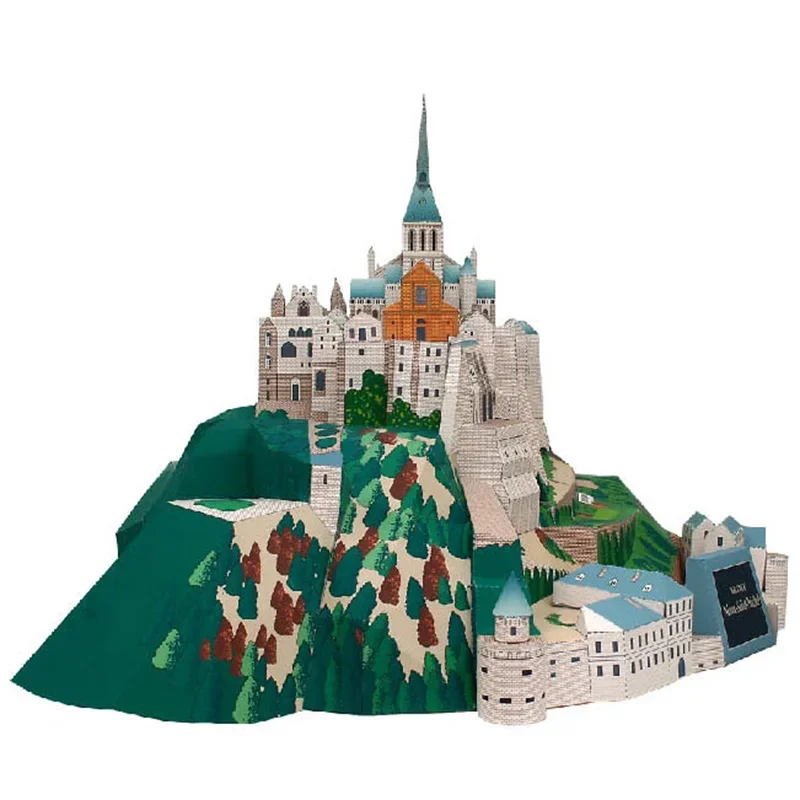 Francia Mont-Saint-Michel Mini 3D Modello di carta Casa Papercraft Arte fai da te Origami Edificio Adolescenti Giocattoli artigianali fatti a mano per adulti QD-162