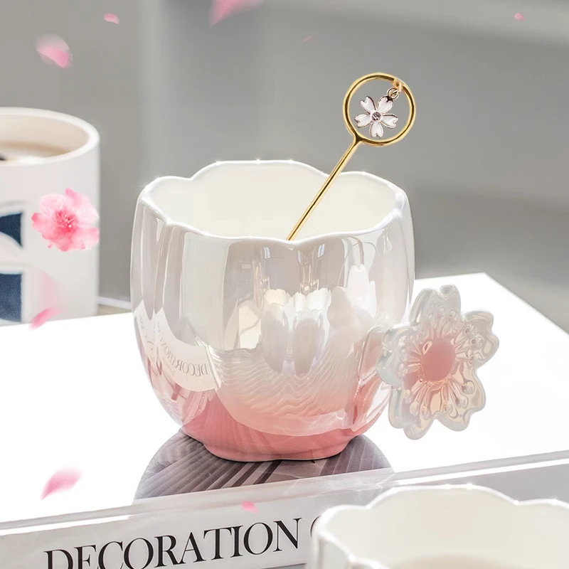 Creative Cup To Send Girlfriends Girls Day Companion Gift Mug High Value Cherry Blossom Ceramic Water Cups