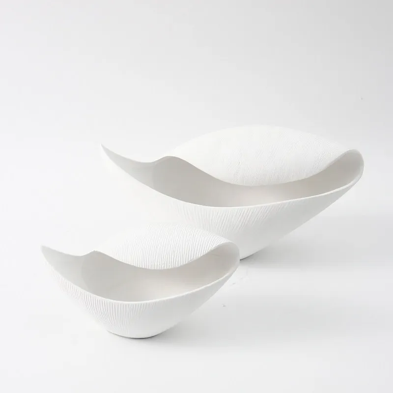 Modern Simple New Chinese Creative Curled Ceramic Flower Ornament Model Room Hotel Lobby Art Vase Decoration
