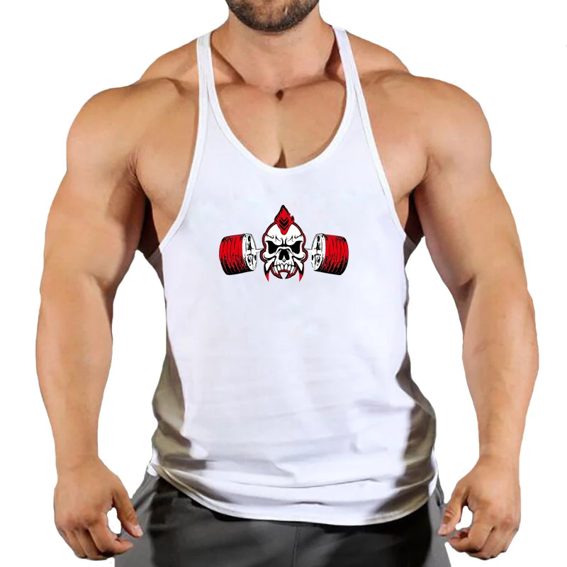 Gym Tank Top Mens Fitness Clothing Running Vest Cotton Bodybuilding Stringer Tanktop Muscle Singlet Workout Sleeveless Shirt