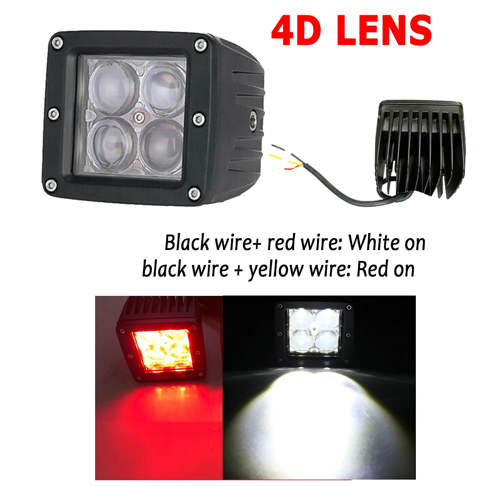 Dual Colors 3 Inch 4D Lens LED Work Light 24W Fog Lamp Driving Square Cube 12V 24V For Off Road Truck SUV ATV Boat Car Motor