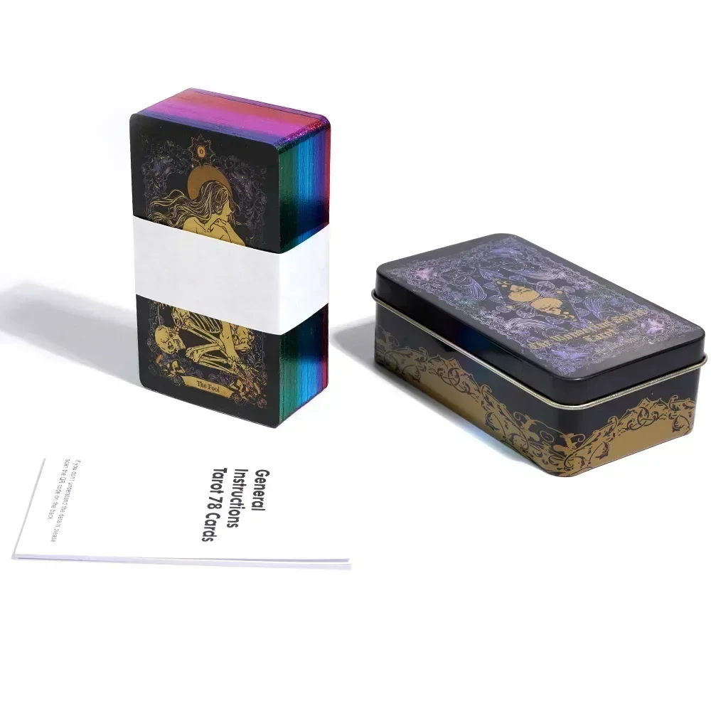 wondering spirit Tarot 78pcs in a Tin Metal Box Gold-plated Edge Tarot Cards For Divination Tarot Deck Beautiful Package