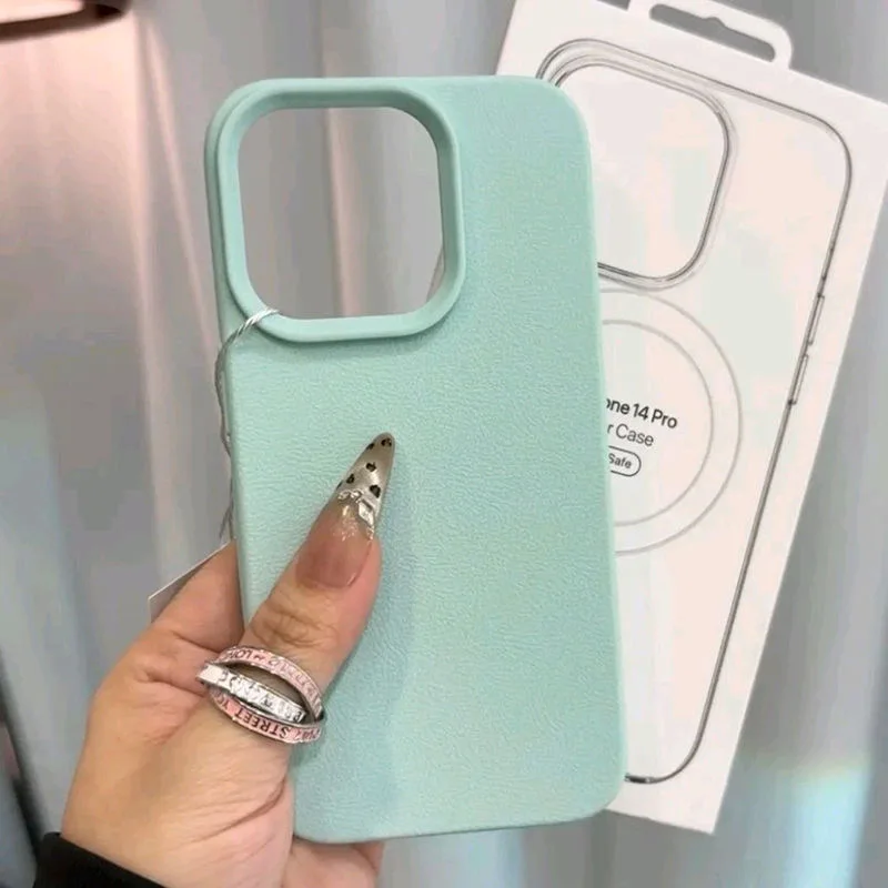 Casing Lunak Silikon Kulit Biru Langit Sederhana Modis Perlindungan untuk iPhone 16 15 13 12 11 14 Pro Max XS XR 16 Plus X Coque