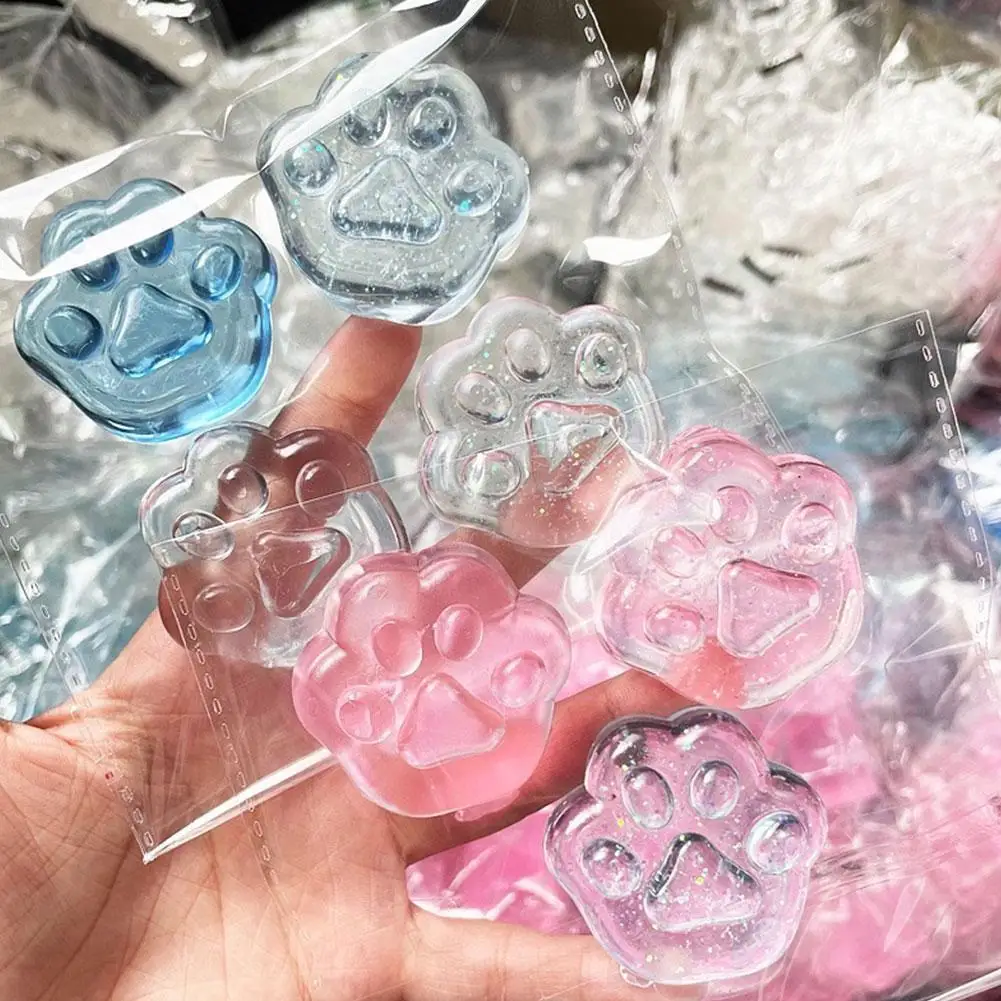 Mini Cat Paw Transparent Fidget Toy Ice Block Stress Toy Kids Squeeze Gifts Toy Ball Stress Relief Z7D5