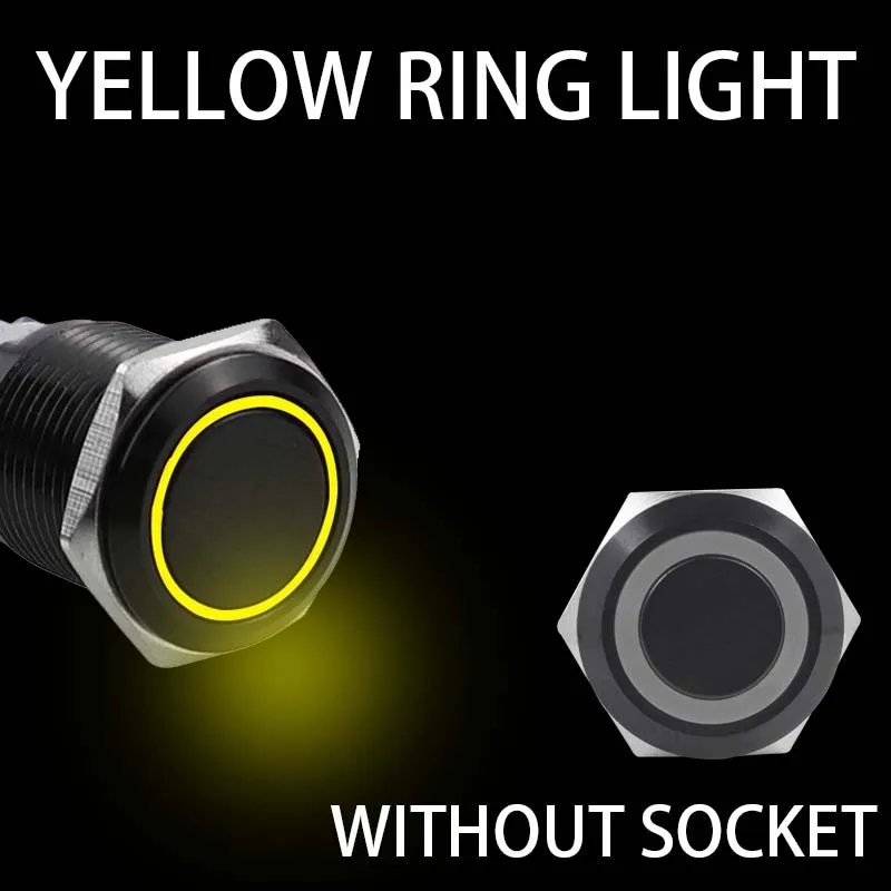 12/16/19/22mm Schwarz shell Druckschalter Metall Wasserdicht Rast Momentary LED Licht Auto motor Netzschalter Blau Rot HUSA