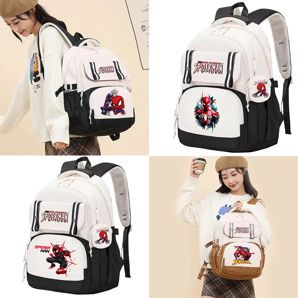 

Рюкзак большой емкости с изображением Человека-паука, рюкзак с героями мультфильмов, дорожный рюкзак, школьная сумка для детей, мальчиков и девочек, Mochila с кошельком для монет