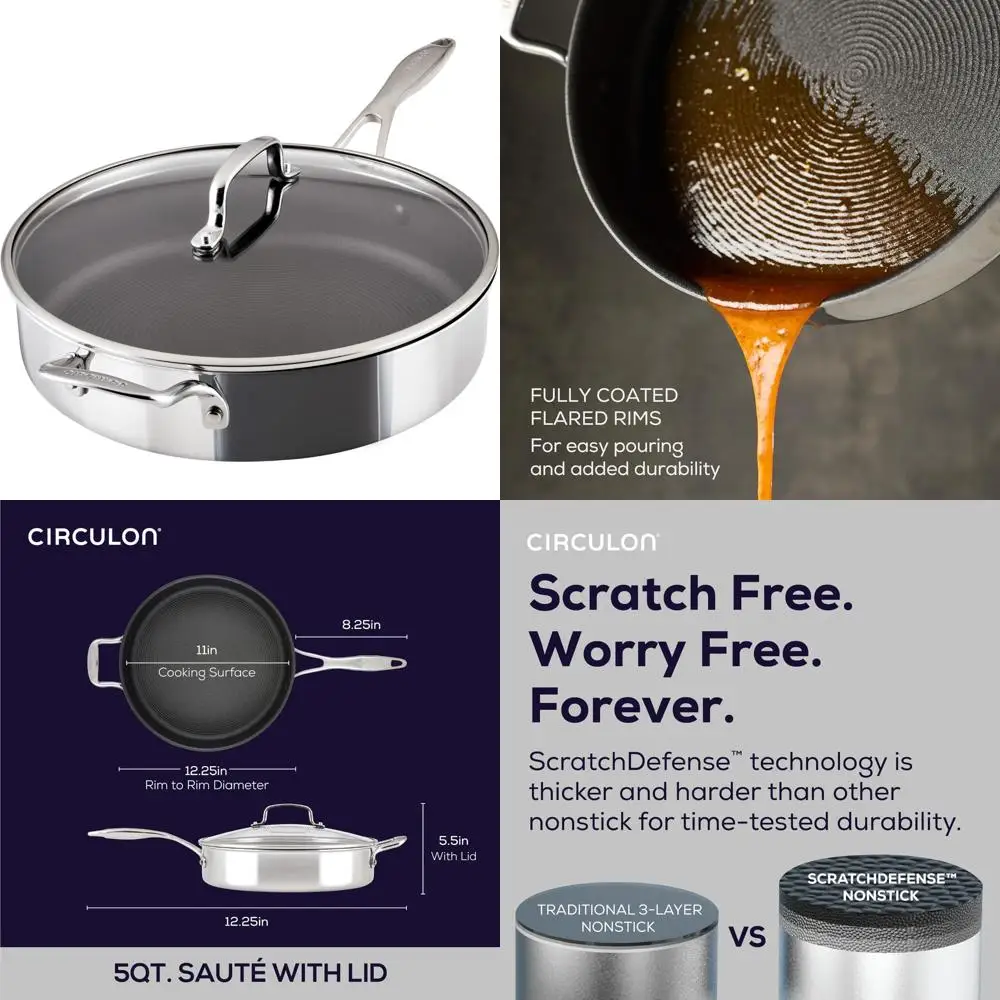 

Посуда из нержавеющей стали серии C1: индукционная кастрюля с антипригарным покрытием, защитой от царапин, крышкой и вспомогательной ручкой