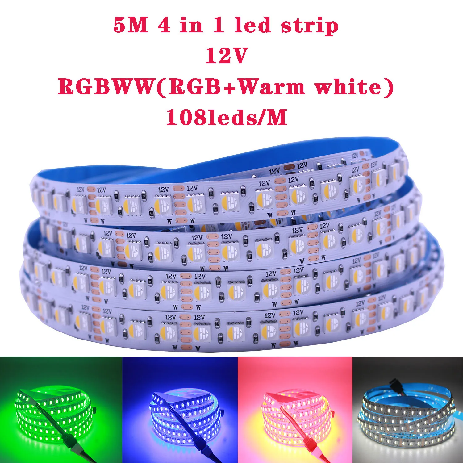 Taśma LED DC24V 12V 5m 5050SMD RGBW RGBWW 4w1 60 diod led 120 diod 108 diod led/M Elastyczna taśma świetlna RGB Biała / Ciepła dekoracja