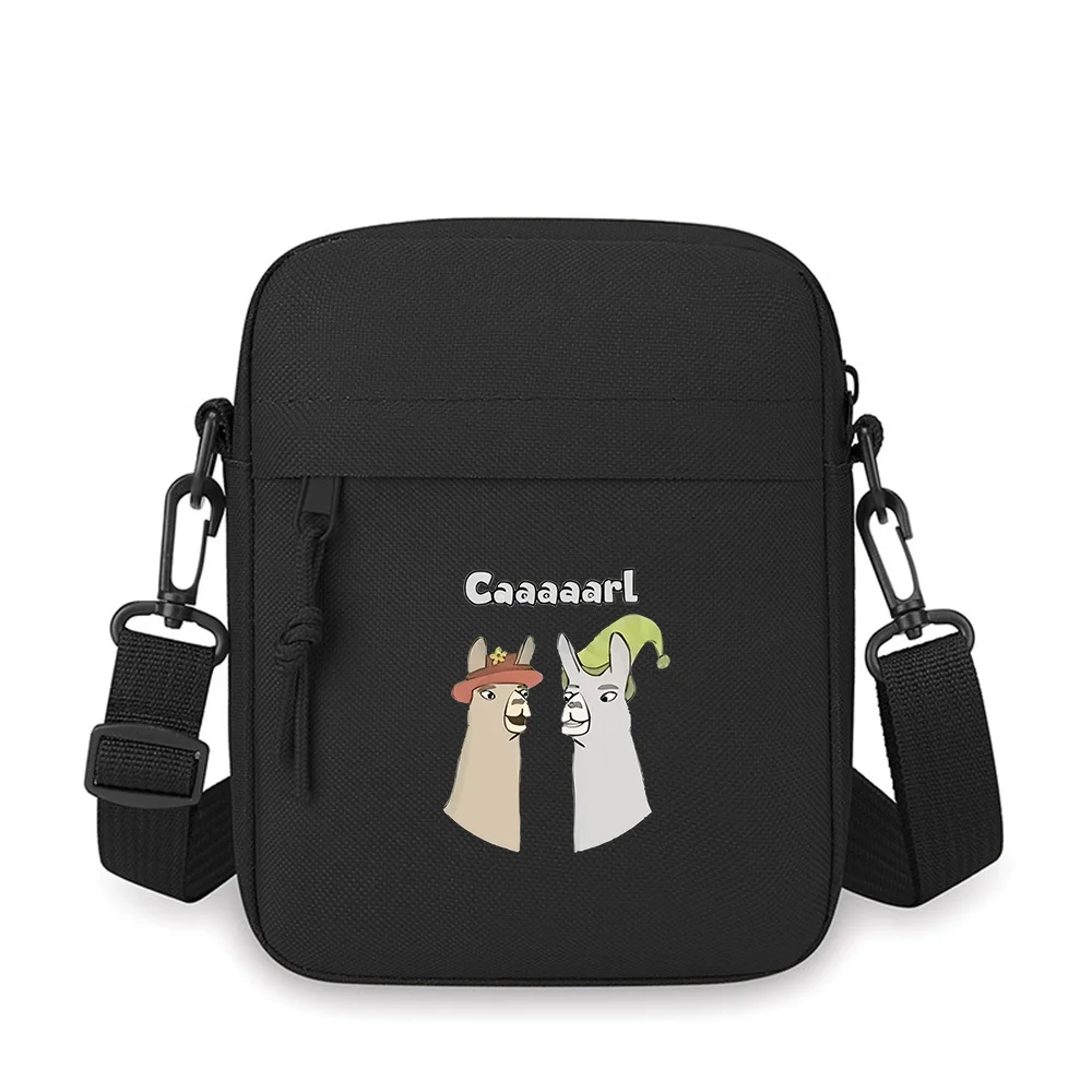 

Llama cartoon characters wearing hats Men Crossbody Bag Single Shoulder Women Cartoon Anime Film Printing Design Unisex