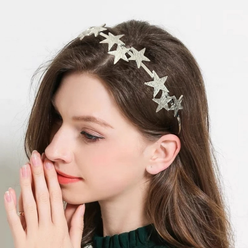 1pc Personalized Retro Fashion Hair Hoops for Women Metal Star Pressed Casual Hair Accessories