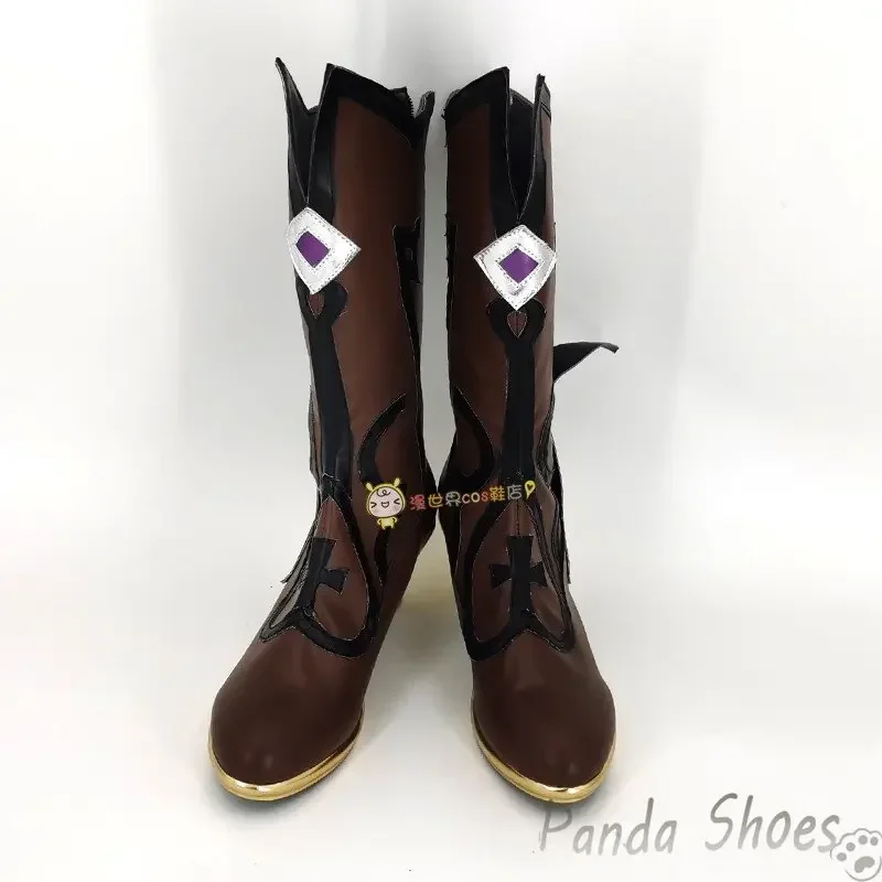 أحذية Genshinimpact Fischl التأثيرية لعبة الرسوم المتحركة الهزلية كوس أحذية طويلة أزياء Fischl التأثيرية أحذية الدعامة لحفلات الهالوين