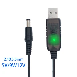 표시등 포함 USB 전원 부스트 라인, 스텝 업 모듈, 1M USB 컨버터 어댑터 케이블, 2.1x5.5mm 플러그, DC 5V-DC 9V, 12V