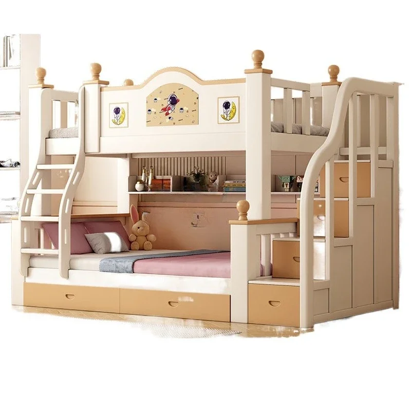 Double upper and lower beds, high and low beds, multi-functional mother and child beds for home use