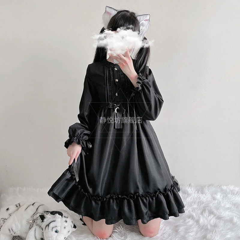 Dark Gothic Laurie Soft Girl Dress Cosplay Student Large Slim Dress Retro Small Black Dress Halloween Costume Disfraz