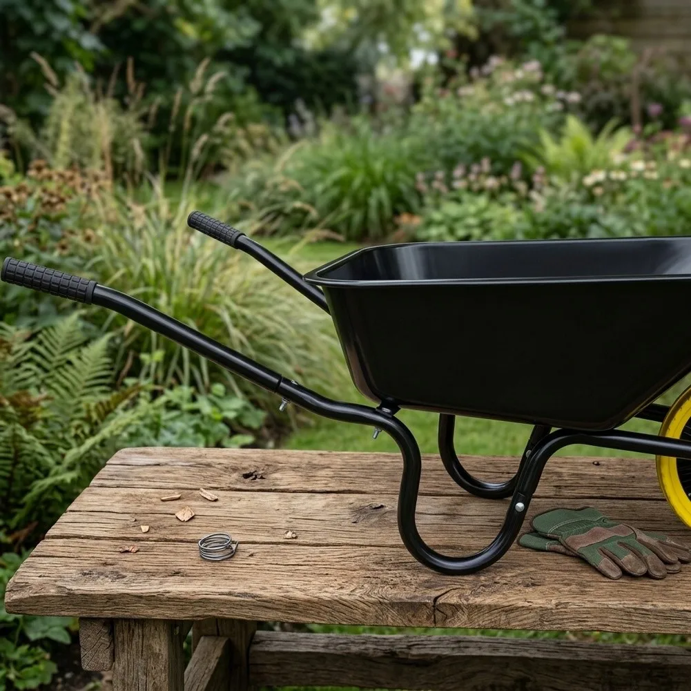 2Pcs Rubber Handle Covers for Wheelbarrow Tubes with Anti Slip Grooves Providing Solid Grip and Weather Resistant Construction