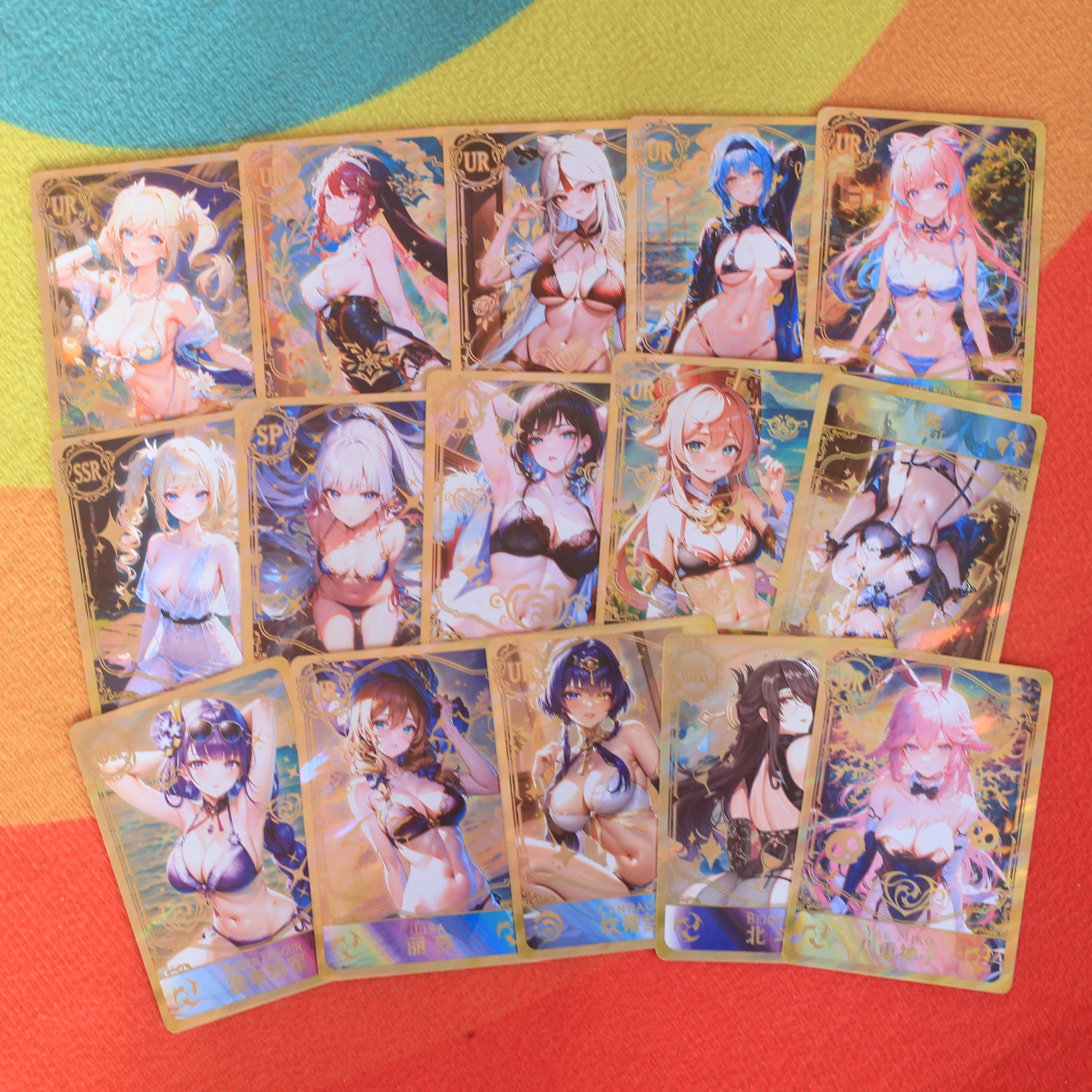 55Pcs Goddess Story Card Holographic Golden Letter All Shiny Anime Sexy Swimwear Girl Collection Card Ayaka Nezuko Magician Girl