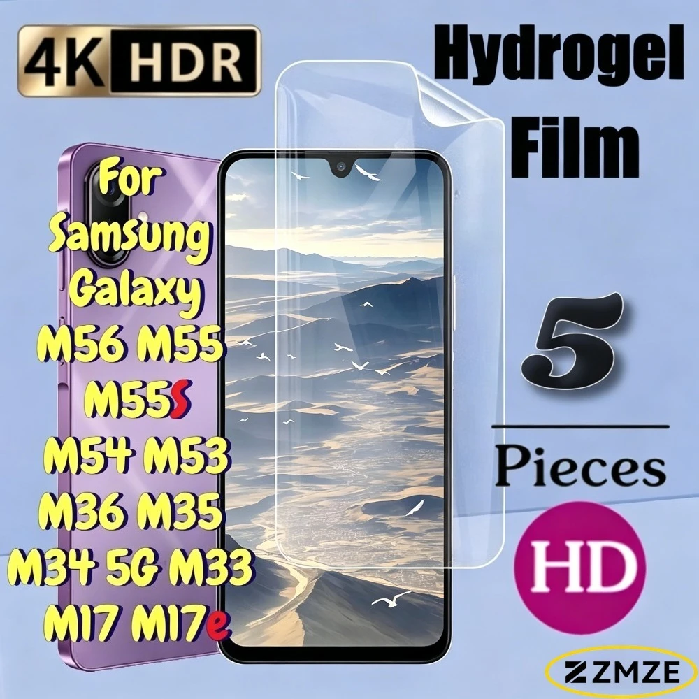 

5Pack Hydrogel Film For Samsung Galaxy M36 M35 M34 5G M33 M17 M56 M55 M55S M54 M53 M17e Series Glossy Screen Protector Not Glass