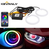 12V 24V Motorcycle RGB Angel Eyes Halo Rings Lights with Turn Signal Lights APP Bluetooth LED Motorcycle Retrofit DRL Headlight