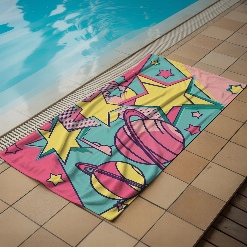 Space Planet Soft Portable Travel Towel Unisex Ultra Lightweight Microfiber Oversized Sand Free Quick Dry Beach Towel