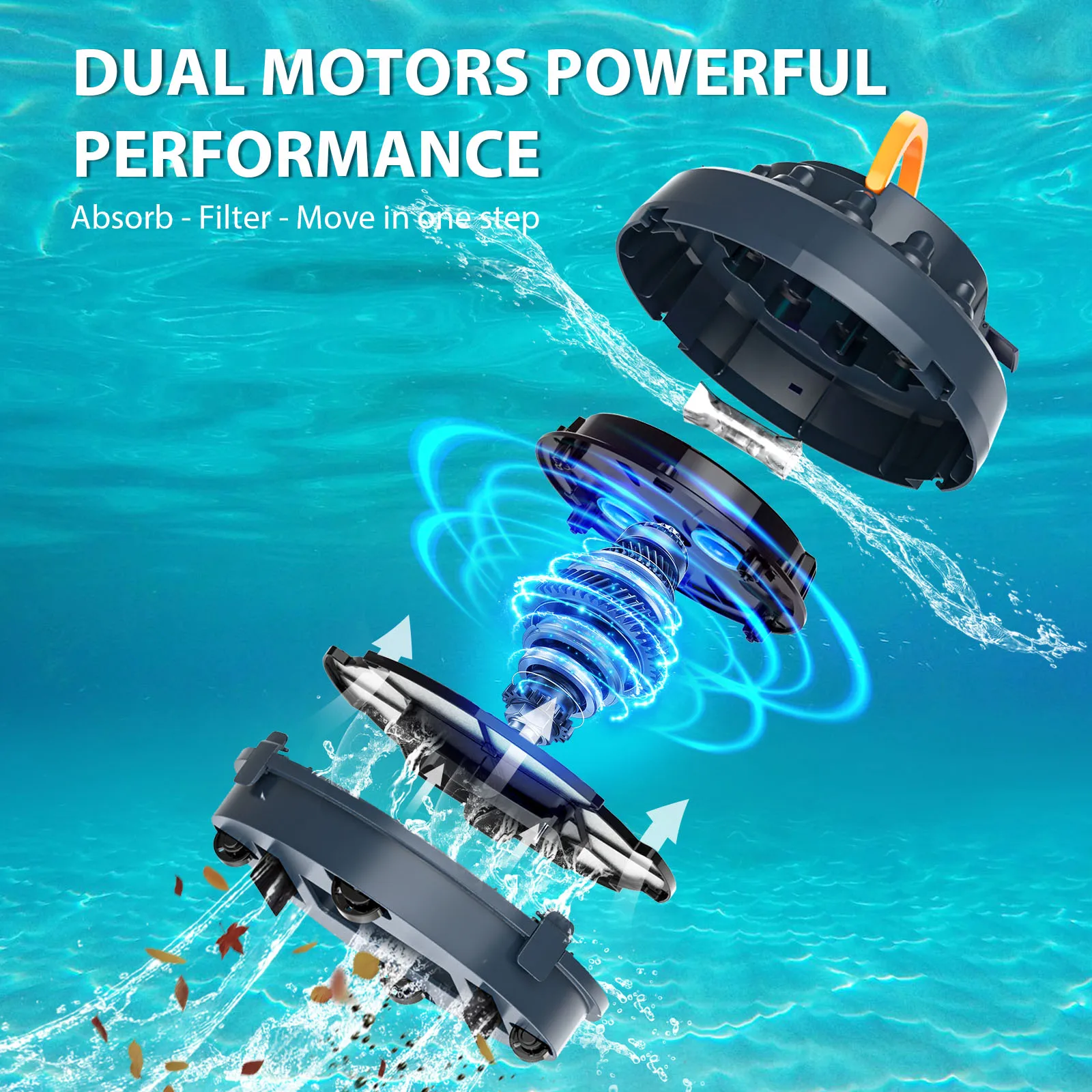 Moolan Automatic Robotic Pool Cleaner Cordless Robotic Swimming Pool Vacuum for In Ground Flat Pools Auto-Parking Home Appliance