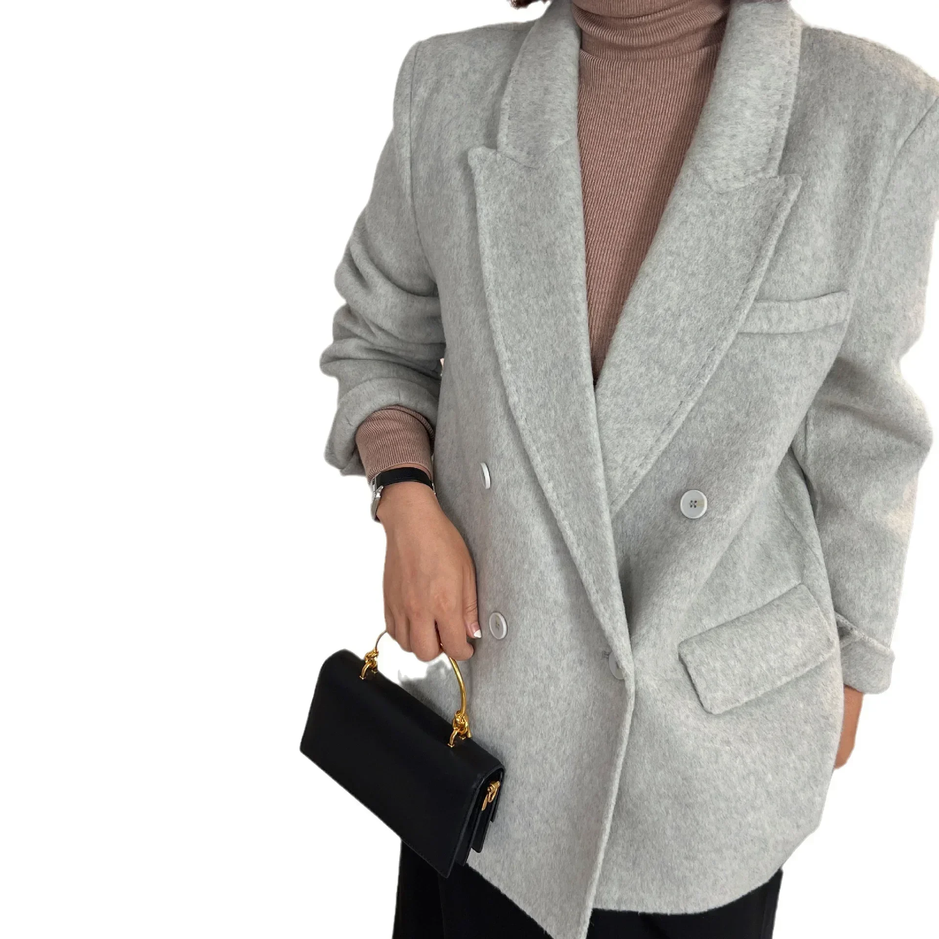 2024 new fashion Korean version double-sided wool suit coat women's medium and long cashmere woolen coat