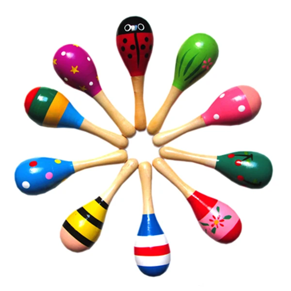 10 pezzi legno di legno Maraca sonagli Shaker Percussion bambini giocattolo musicale Favour, Maracas 10, 36 mesi in su