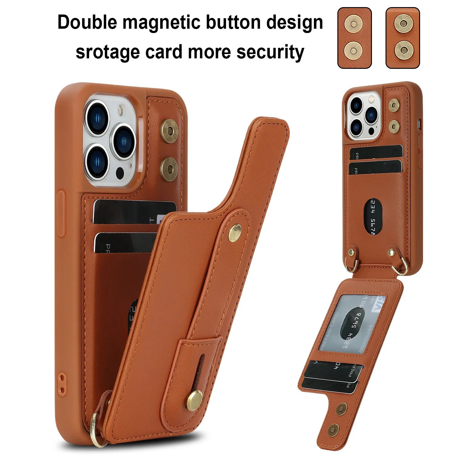 Crossbody Wristband Wallet Leather Cards Slot Case for iPhone 11 12 13 14 15 16 17 18 Pro Max 16 Plus Pocket Purse Lanyard Bag