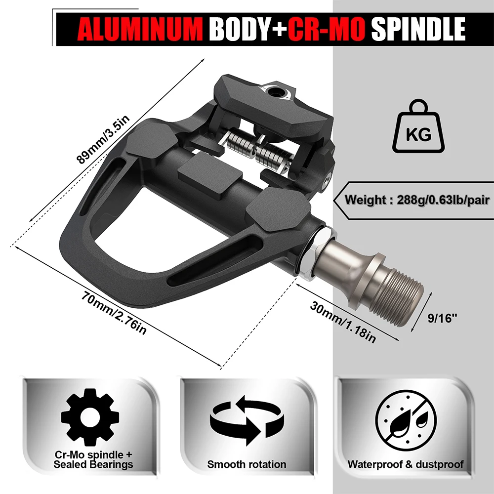 BUCKLOS Bike Lock Pedale Fahrrad Klickpedale für SPD-SL Rennrad Selbstsicherndes Pedal mit Stollen Fahrradzubehör – Detail 5