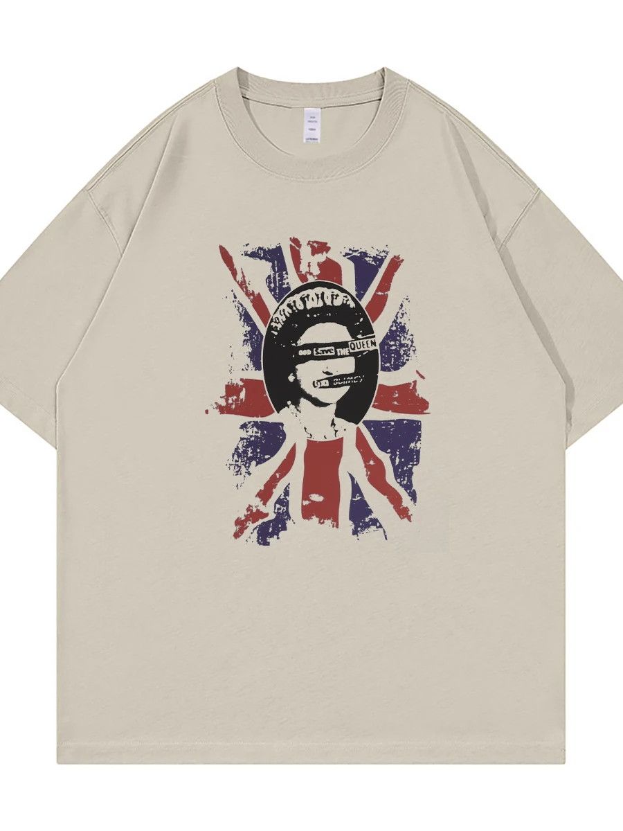 Retro American Streetwear Punk Rock T-Shirt Loose Fit Cotton round Neck Short Sleeve Casual Top for Youth Breathable Summer Tee