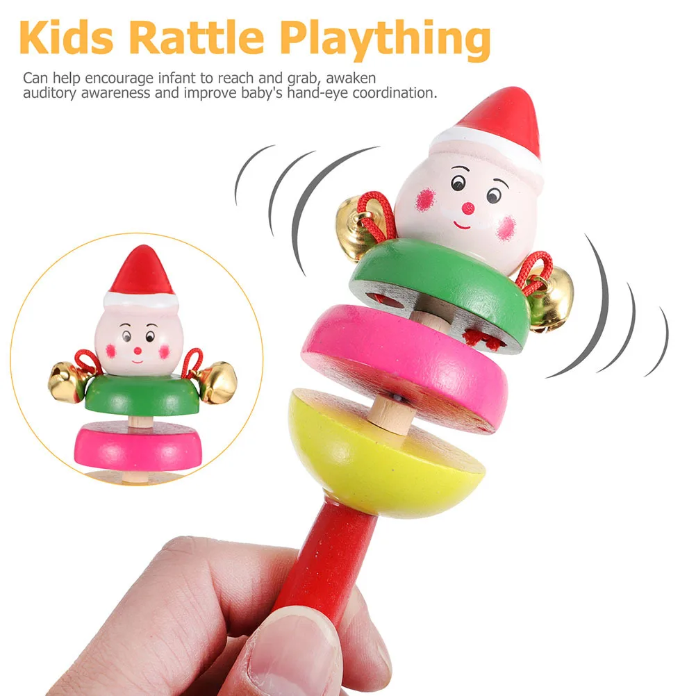 5 pçs mão jingle bells madeira animal chocalhos educativos brinquedos do bebê presentes de desenvolvimento precoce para bebês chocalho animal de madeira