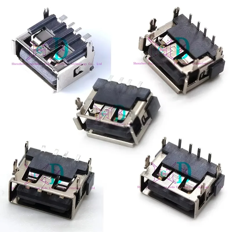 5PCS USB Interface Socket Type A Standard Port Female Male Solder Jacks Connector DIP Straight Vertical Bend Needle PCB Socket