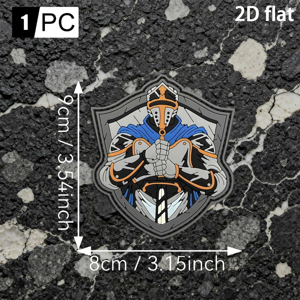 1Pc/2Pcs/3Pcs Optional Shield Knight Character Logo Pvc Armband Patch Badge, Flexible Pvc Material, Wear-Resistant Clothing and Accessory Decoration Patch, Glow-In-The-Dark Version with Fleece Backing