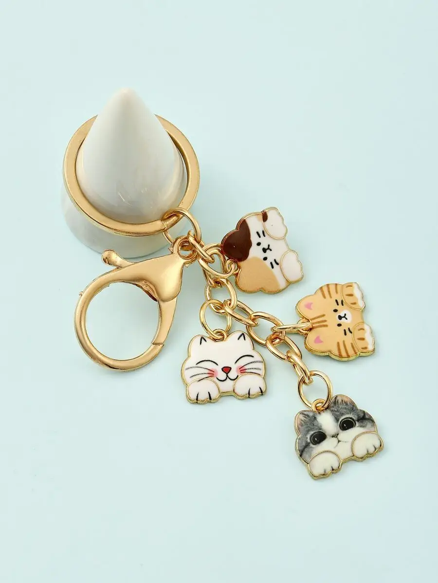 Cute Cartoon Cat Keychain for Bags and Cars