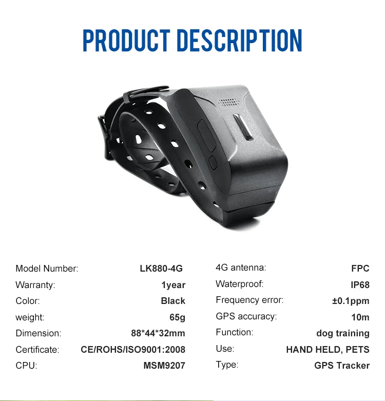 

2025New 4G Waterproof IP68 Mini Personal Heartbeat Measurement Smart Pet Dog Device GPS Tracker LK880