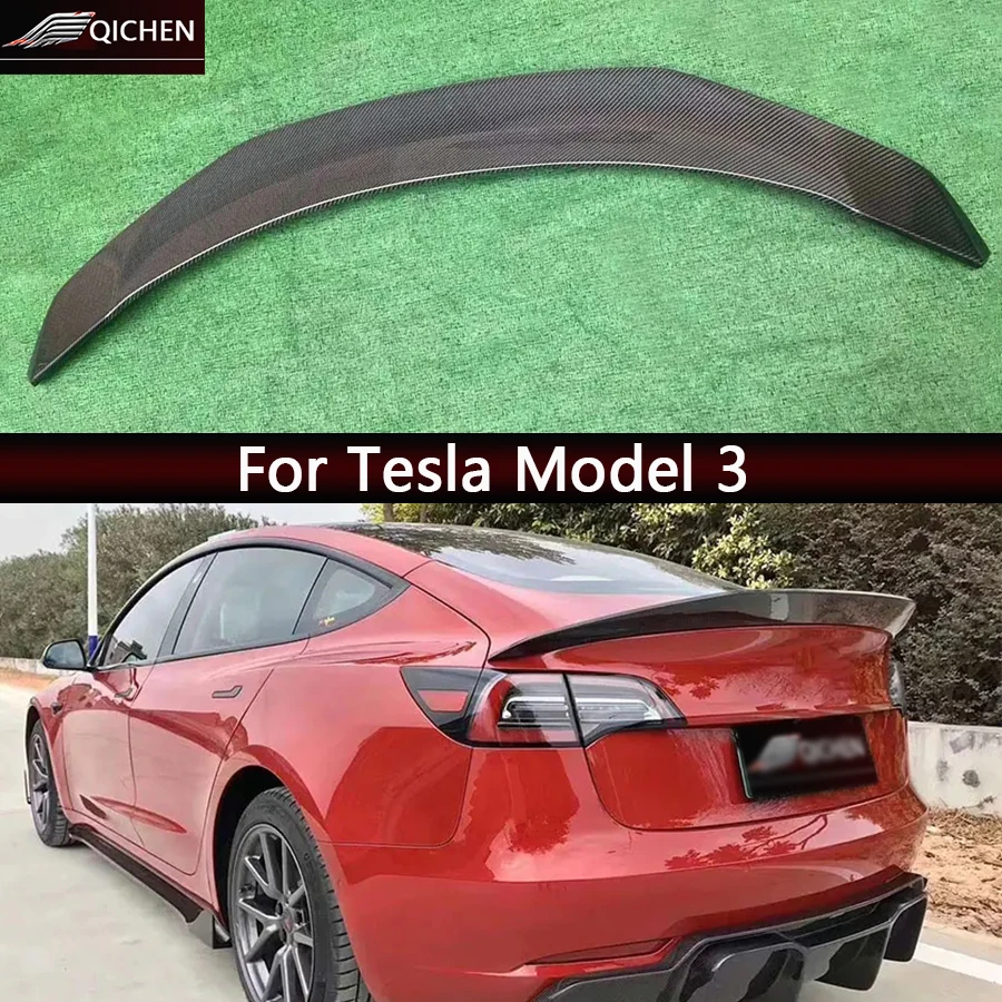

For Tesla Model 3 High quality V style Carbon Fiber Tail fins Rear Trunk Spoiler Guide Wing Rear Wing Car Accessories Body Kit