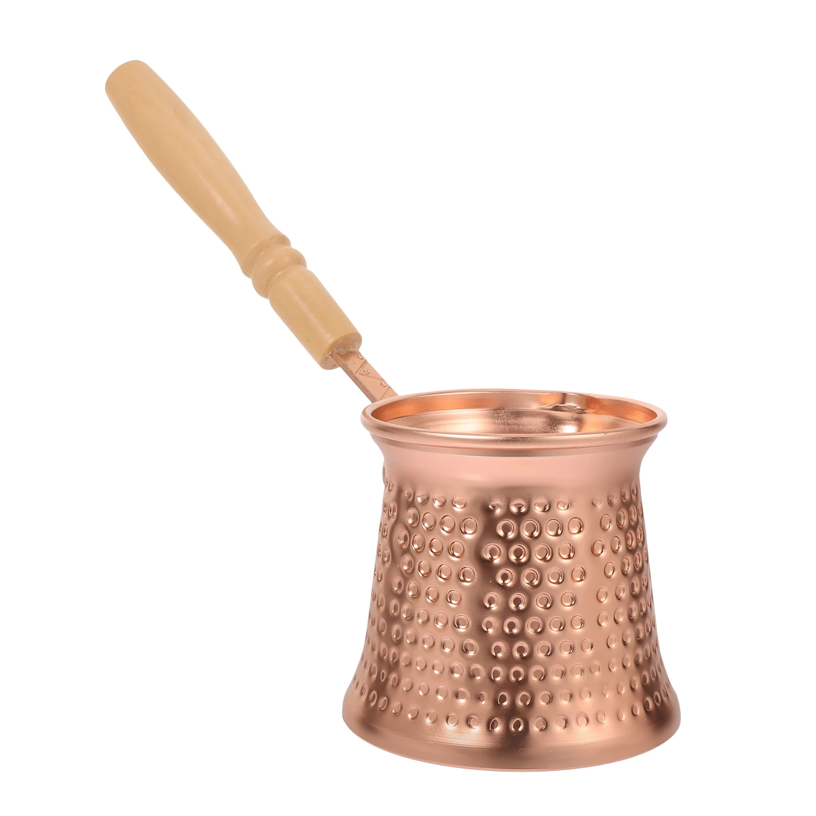 

1pcs Copper Plated Coffee Pot Stove Top Arab Metal Beverage Kitchen Milk Kettle Copper Alloy Wood Handle Anti Scald Multipurpose