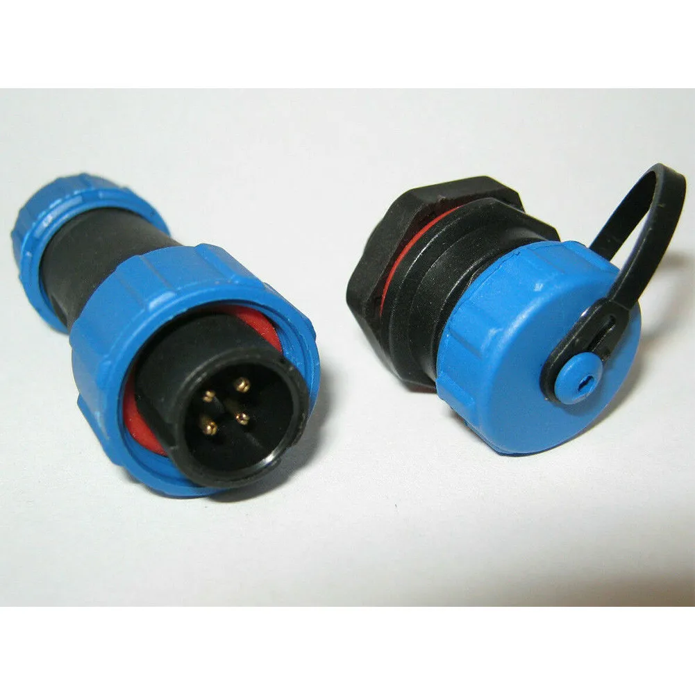 Conector circular impermeable SP16 Montaje en panel (4 pines) Color azul y negro Rendimiento confiable Protección IP68