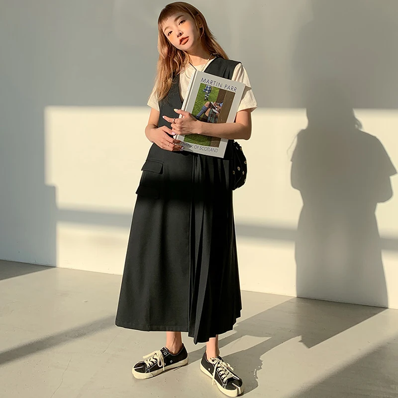 Ele V-Ne Svel Long Dr Chic Cross Design Seitenschlitz Midi Dr Korean Sle Summer Dr für junge Frauen