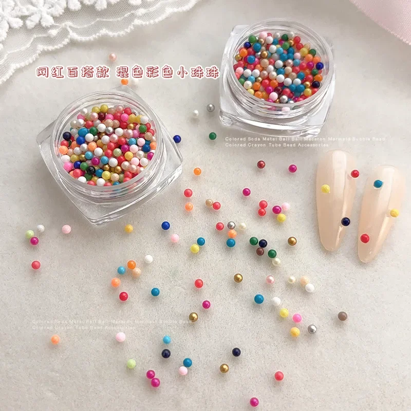 Śliczne 3D koralik ozdoby do paznokci okrągła Polka Dot piękne kolorowe wiertła bańka akcesoria urok DIY narzędzia do Manicure hurtownia