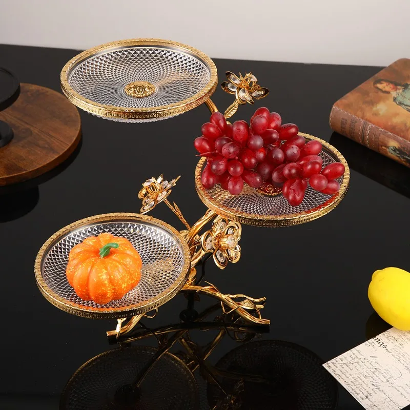 Metal Fruit Bowl Luxury Aesthetic Multi-layer Fruit Bowls Elegant Retro Creative Flower Design Snack Dishes Kitchen Dinnerware