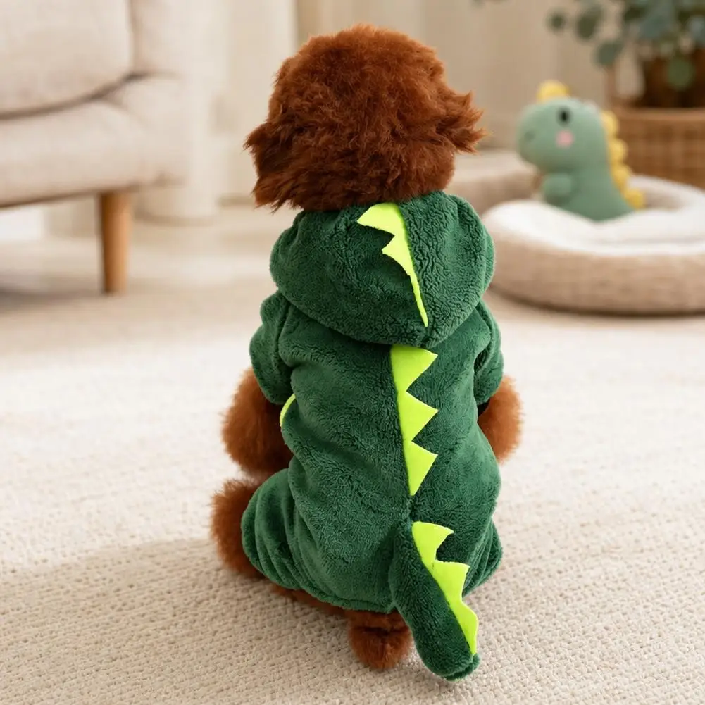 Dinosaurier-Hundekleidung, Fleece-Haustier-Overalls, Winter-Warm-Hundemantel, Jacke für Hunde, Kapuzenpullover, Kleidung für Chihuahua und Französische Bulldogge – Detail 4