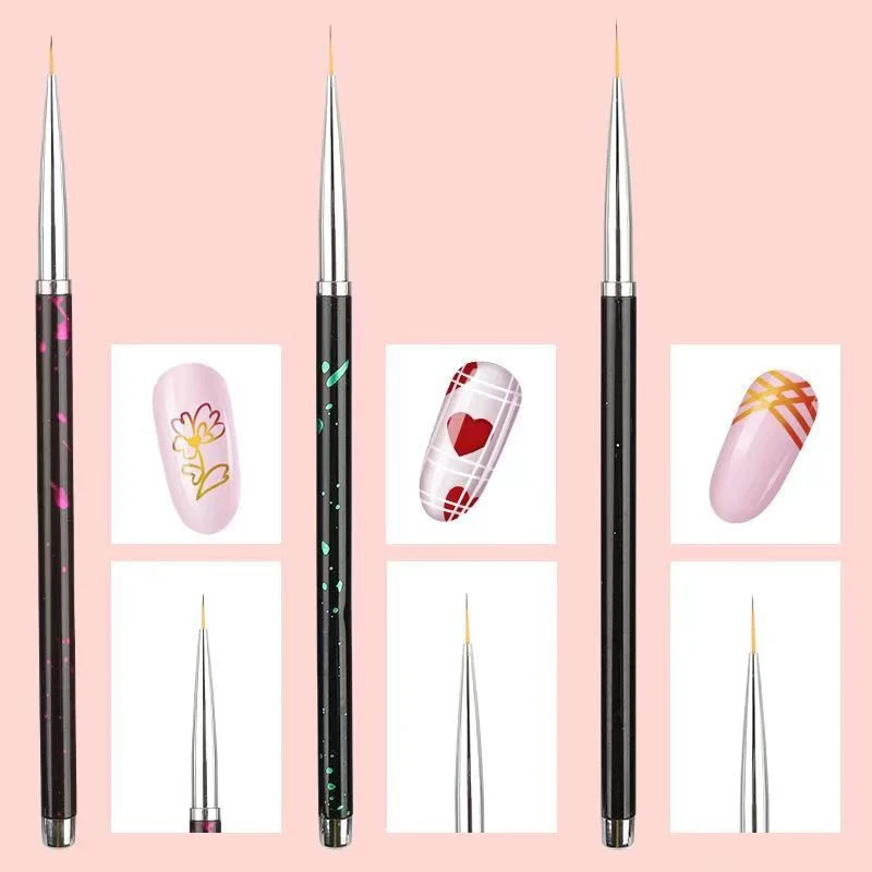 1/3PCS Nail Art Liner Brushes 3Sizes Painting Nail Design Pen 7/9/11mm Drawing Tool For Long Lines Thin Details Manicure Pen