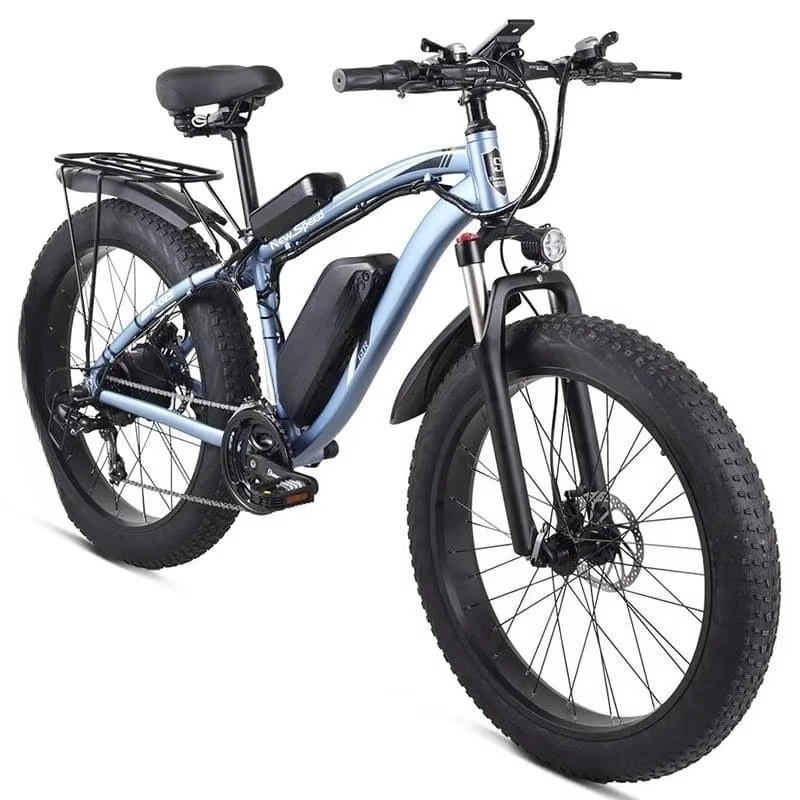BR 26inch Steel Frame Integrated Battery Double Disc Brake Fatbike 250W-1000W Full Suspension Electric Bike For Men