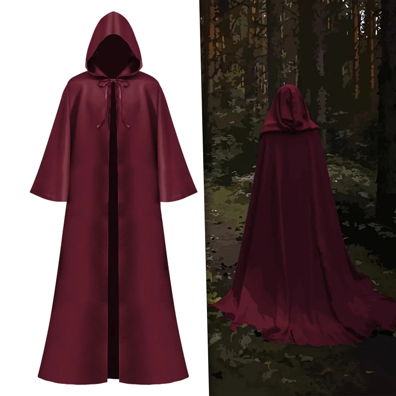 Halloween Costume Cape, Wizard Witch Cabo Medieval, Roupa de Desempenho, Festival Party Decor, Acessório Festival