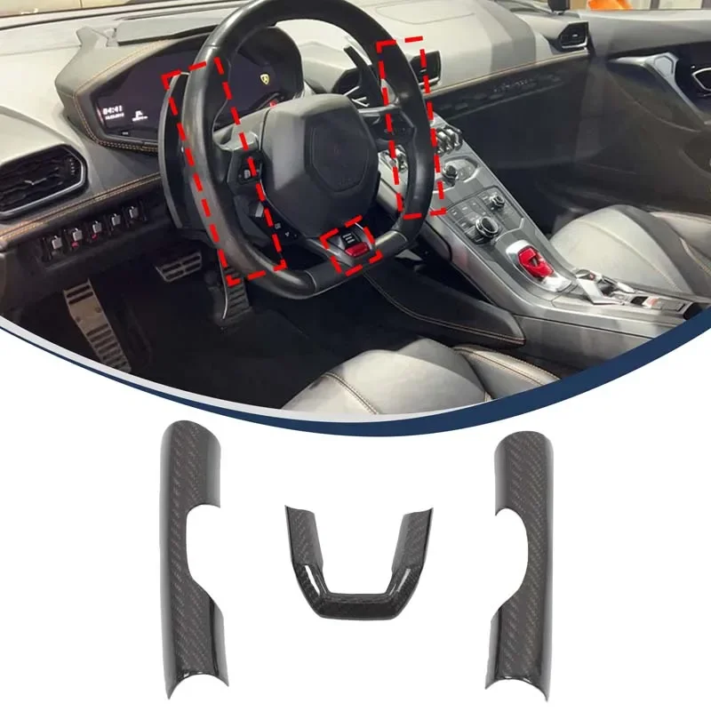 Real Carbon Fiber For Lamborghini Hurricane 580 2014-2021 Car dashboard center console gear panel decorative cover sticker kit 5