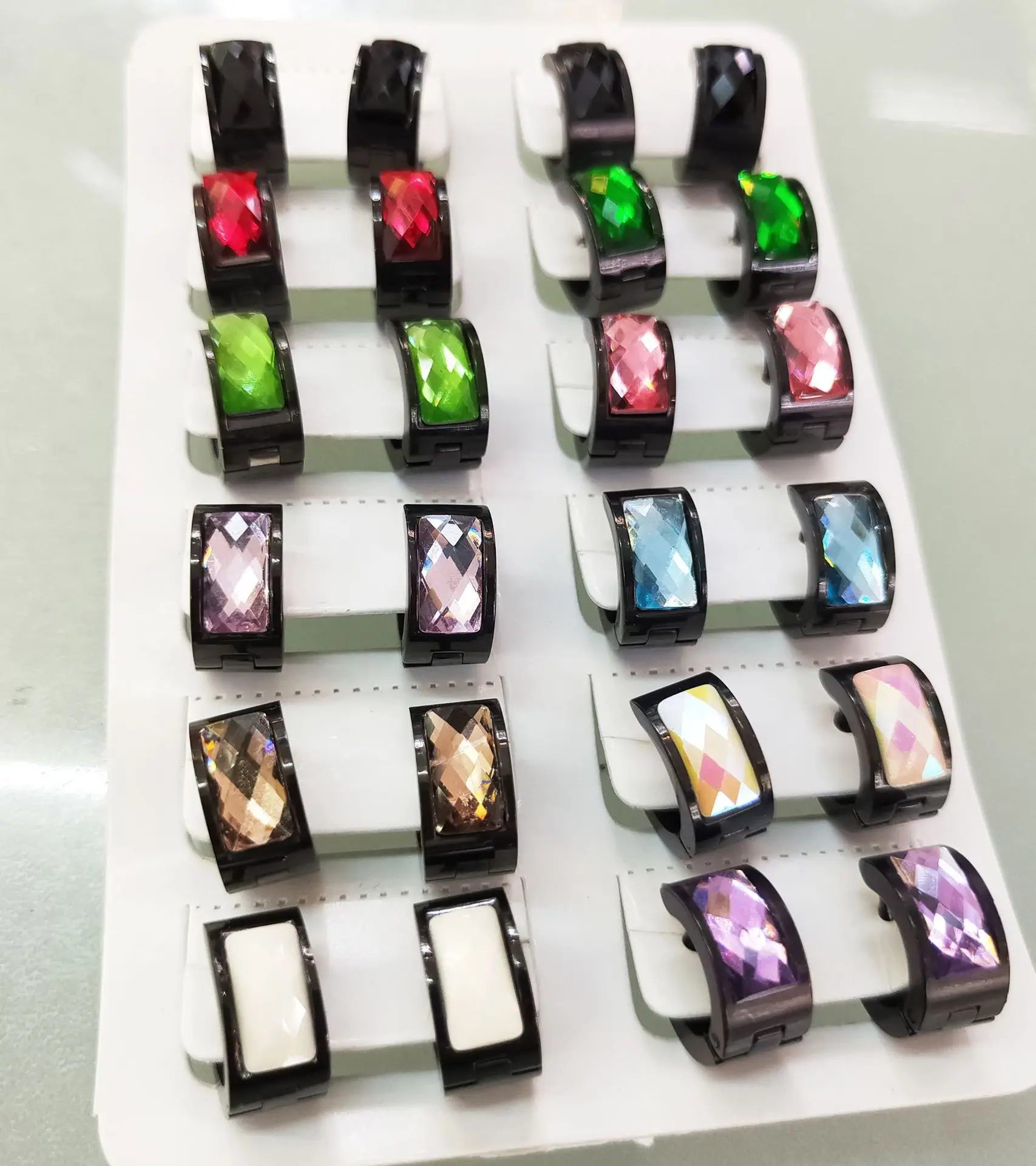 1Pair Stainless Steel Huggie Hoop Earring Women Jewelry Men Earrings 14 Colors Crystal Hoop Earrings Mix Styles