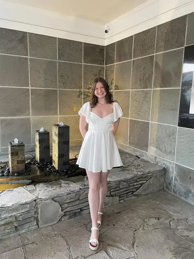 فساتين العودة للوطن من الساتان بأكمام قصيرة فلوي على شكل حرف A مشد لحفلات الكوكتيل فستان زفاف صغير صغير فستان عيد الميلاد #4