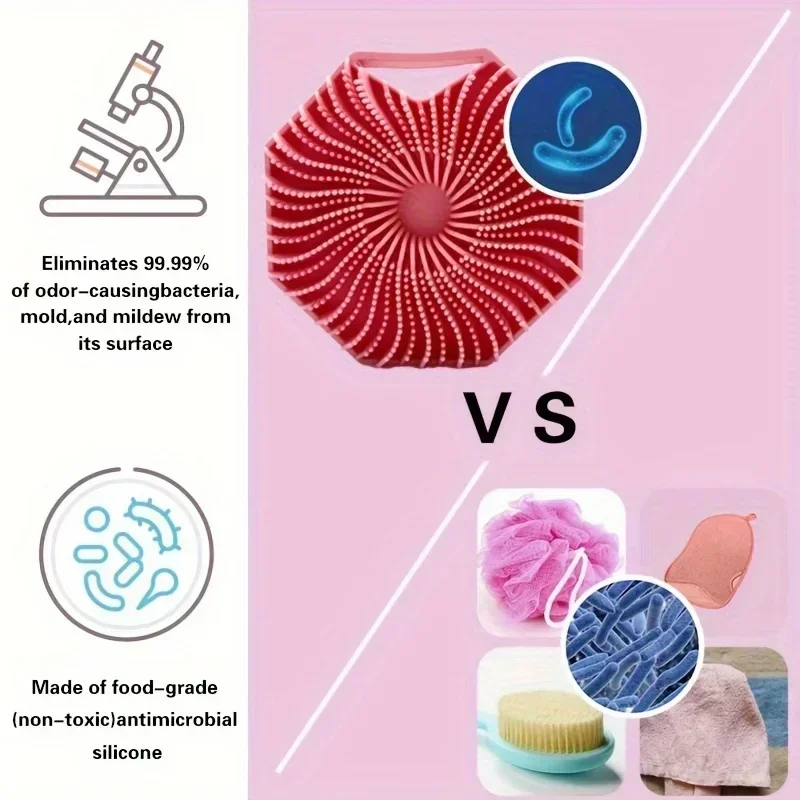 Polygonal Silicone Shower Brush Handheld Skin Cleaning Scalp Massage ExfoliatingBath Brushes Body Scrubber Bathroom Products