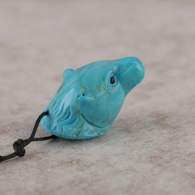 Natural Blue Howlite Hand-Carved Bear Heads Pendant,Fashion Jewelry For Women Beads Jewelry Gemstone Birthday Gift 40x22x22mm